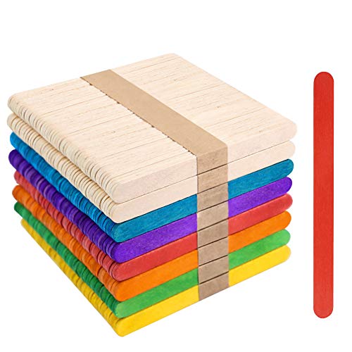 VGOODALL 400 Stück Eisstiele Holz, Bunte Holzstäbchen für Basteln, DIY-Projekte, Party-Deko & Kunsthandwerk