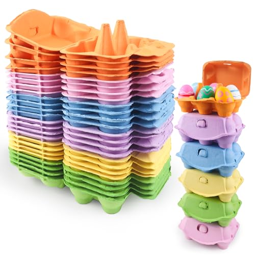 MYDOVA 24 Stück Eierkarton, Colorful Creative Eierschachtel mit Deckel für 6 Eier, ohne Aufdruck Eierpappen, Wiederverwendbar, Ostergeschenkverpackung Eierverpackung, 6 Farben