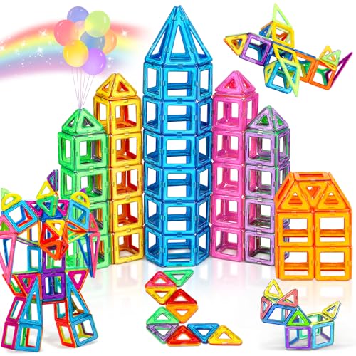 COOLJOY Magnetische Bausteine, 40 Teile Magnetbausteine Magnete Kinder, Magnetspielzeug Tiles, Magnet bausteine für Spielzeug ab 3 4 5 6 Jahre Kinder Jungen und Mädchen Geschenk