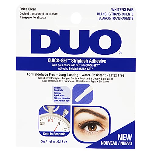 ARDELL DUO Wimpernkleber Transparent mit Schnelltrocken-Formel | Das Original für falsche Wimpern zum Kleben mit extra starkem Halt | Quickset mit Silikon Applikator Clear, wasserfest, 5gr.