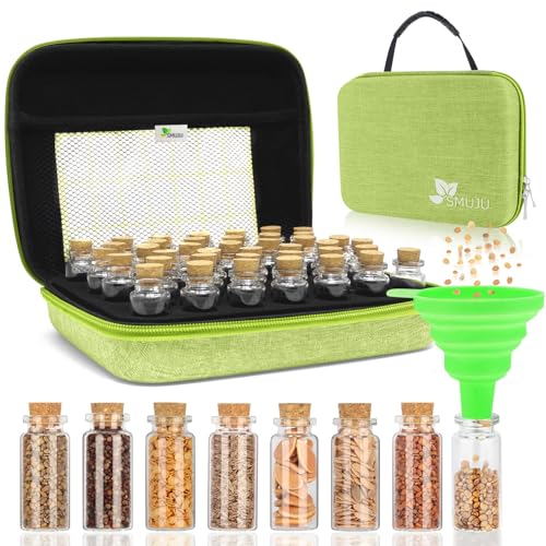 【40 Slots】 Saatgut Aufbewahrungsbox, Lagerung von Saatgut, Saatgut Aufbewahrung mit Etiketten Aufklebern und Trichter, Samen Organizer, Seed Storage Organizer für Gemüsesamen, Blumensamen, Grün