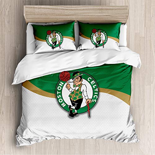 Meet Bettwäsche Mit Hochwertigem Bettbezug Aus Mikrofaser Und Zwei Kissenbezügen Basketball-Mannschaft (135x200cm+1/75x50cm 1.2M Bed,Boston Celtics)