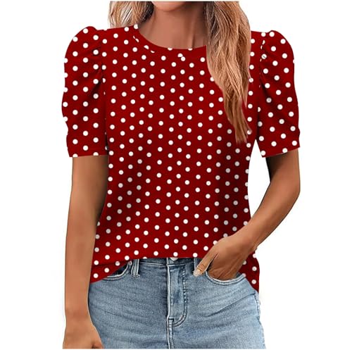 Meine bestellungen anzeigen Damen Oberteil Rundhals T-Shirt Vintage Polka Dots