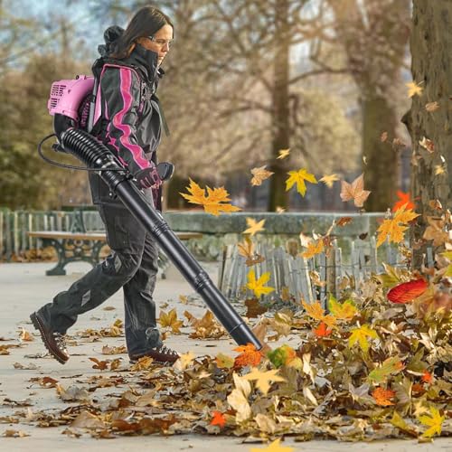 sexaoalx Blattgebläse und Benzinbetrieben, 2 Takt -Gasgebläse, saubere Gärten, Terrassen, Dachrinnen, Einfahrten und mehr - Leicht, schnurlos (schnell ankommen) EB430 Pink 52cc