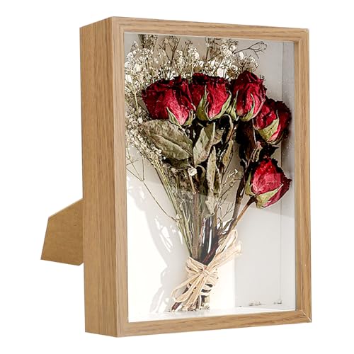 3D Bilderrahmen 27x22cm Bilderrahmen tief Holzobjekt Rahmen zum 3D Füllen Bilderrahmen Tiefe Box mit Acrylplatte für Wandbehang oder Desktop Familienerinnerungsgeschenke(Innenrahmen 24,5x19,5 cm)