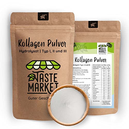 Kollagen Pulver 1 kg | Collagen Hydrolysat ohne Zusätze | geschmacksneutral | Eiweiß Pulver | Peptide Typ 1,2,3 Eiweiss 1000 g