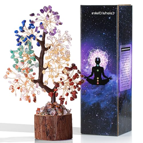 AWARDSEN Chakra Steine Kristallbaum, Lebensbaum, Edelsteinkristall Bonsai Baum, Geldbaum Schreibtisch Deko, Baum des Lebens, Spirituell Esoterik Feng Shui Deko, Spirituelle Geschenke für Frauen