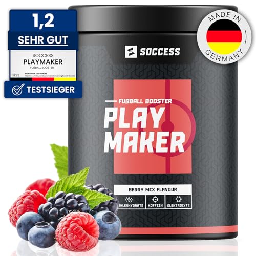 PLAYMAKER | Workout Booster speziell für Fußballer | Sport Drink mit Kohlenhydraten + Elektrolyten + Mineralien + Aminosäuren + Koffein | 20 Portionen | Berry-Mix