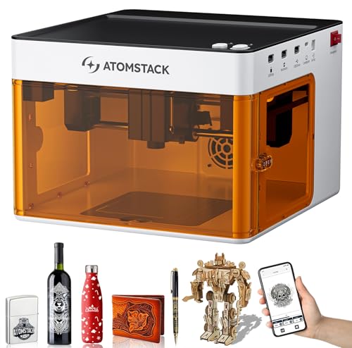 ATOMSTACK P1 Geschlossener Lasergravierer für Anfänger, Tragbarer Mini Lasergravurmaschine, 5000mW Laser Schneidemaschine, 10000mm/min Arbeitsgeschwindigkeit (Single-Laser-Version)