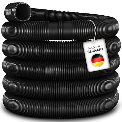 tillvex Poolschlauch Made in Germany | Schwimmbadschlauch mit Muffen | Solarschlauch für Pool und Schwimmbecken | Saugschlauch | Pumpenschlauch | flexibler Wasserschlauch (Schwarz, 30m / 38mm)