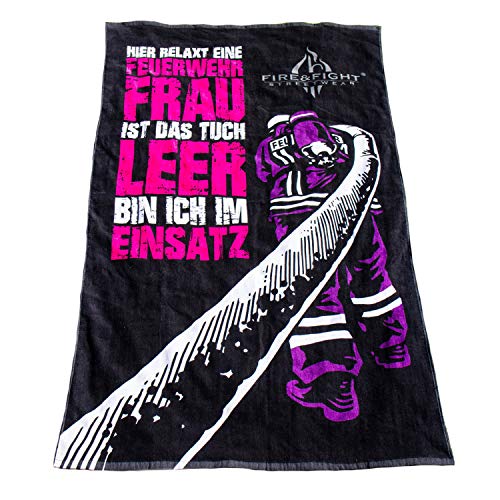 Roter Hahn 112 Feuerwehr 175x100cm Oversize Frottee Strandtuch Saunatuch Badetuch Handtuch Feuerwehrfrau Fire & Fight Streetwear