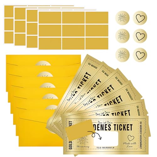 28PCS Rubbel Gutschein Unterstützende Produkte,Goldenes Ticket Gutschein Rubbel,mit Befüllbar Golden Ticket,für Weihnachten,Geburtstage Reisen und Filme Rubbellos Geschenkideen für Freundinnen Familie
