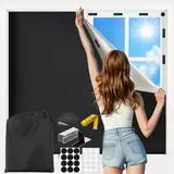 Aukimo Fenster Verdunkelung, 130x145cm verdunkelungsrollo ohne Bohren, Tragbare dachfenster verdunklungsstoff Verdunkelungsfolie, Sonnenschutz Dachfenster Verdunklung Abnehmbar für Urlaub Fenster