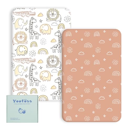 Yoofoss 2 Pack Baby Spannbettlaken Spannbetttuch Mikrofaser Matratzenauflage Atmungsaktiv Matratzenschoner Laken für 50x89 cm 50x90 cm 55x90 cm Beistellbett Babybetten Kinderbett