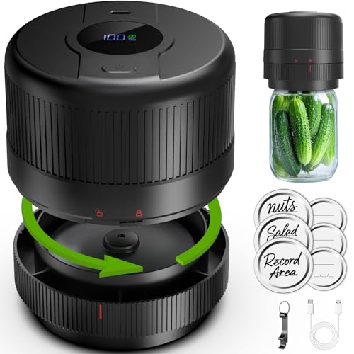 Wothfav Elektrisches Vakuumierer für Einmachgläser, Elektrische Mason Jar Vakuum Sealer für Breite und Normale Öffnung, LCD-Anzeige, Vakumierergerät zur Aufbewahrung und Gärung von Lebensmitteln