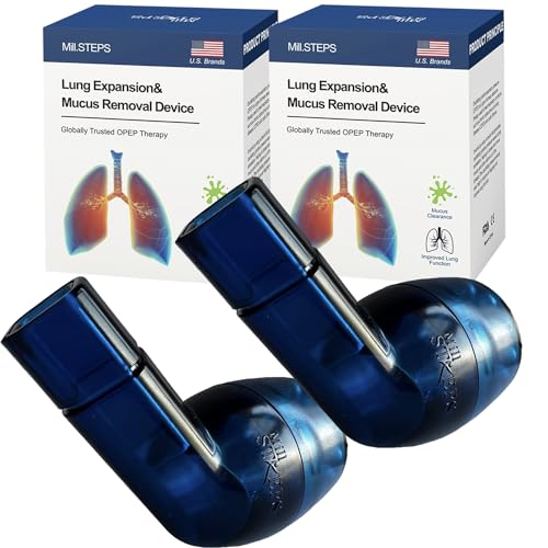 2PCS MillSTEPS Atemtrainer & Schleimentfernungsgerät-Ãœbung zur Verbesserung der Lungenkapazität & zur natürlichen Entfernung von Schleim aus den Atemwegen für Sportler Raucher Schwimmer Blue