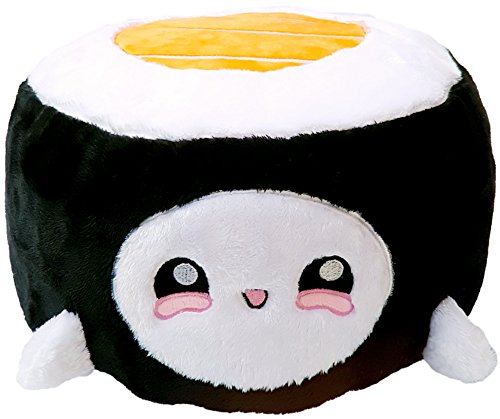 moodrush® Sushi Maki Kissen (Orange) / Plüsch Sushirolle | Japan Japanisches Essen Plüschtier Kuscheltier | alle Elemente aufgestickt (Nicht Bedruckt!) Fast Food | waschbar | ca. 30x22x22 cm