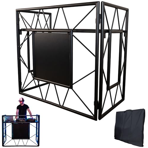 DJ Stand Booth | DJ Stand-Tisch | tragbarer DJ Stand für die ultimative Party | faltbare DJ Tables | optimale Tischfläche für all dein DJ Equipment (Matt Black)
