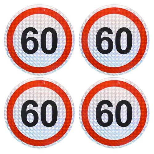DazzJoy 60. Geburtstag Deko Verkehrsschild Aufkleber Sticker, Deko 60 Geburtstag Frau Mann, Verkehrsschilder Sticker Geburtstag Erwachsene, 60 Aufkleber Geburtstag für Party Geschenk Dekoration(4 Stk)