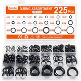 225 Stücke O Ring Sortiment, Ø 3-22 mm Dichtungsringe Set NBR Gummidichtung Gummi Dichtringe Dichtungen Oringe Unterlegscheiben Dichtungssatz für Sanitär Wasserhahn Druckleitungen - 18 Größen Schwarz