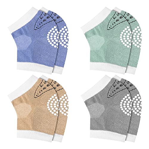 KroY PecoeD 4 Paar Knieschoner Baby Krabbeln Gummipunkte Anti-rutsch Baumwolle Baby Knieschoner Krabbelhilfe für Unisex Babys