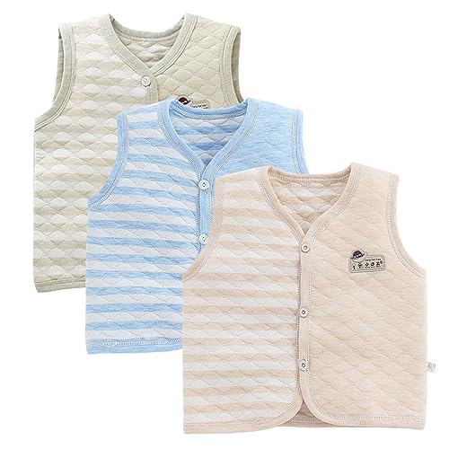 ACMEDE 3 Stück Set Baby Kleinkind Ärmellose Dicke Weste Strickjacke Kinder Jungen Baumwolle Westen für Frühling Herbst weich ärmellose Jacke Outdoorweste 6 Monate-5 Jahre