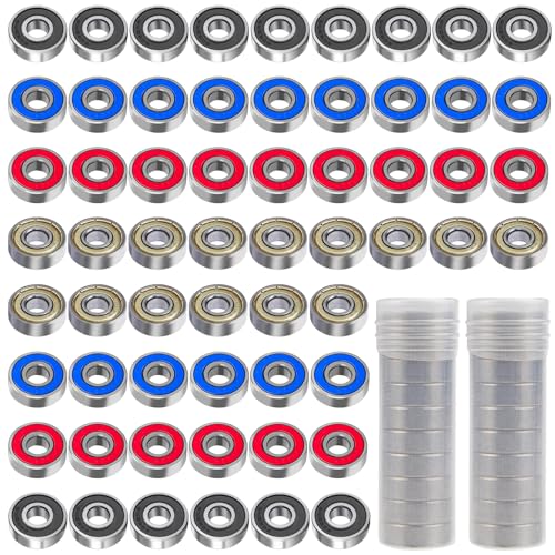 XTUDOU® 60 Stück Kugellager 8x22x7 mm, 608 Kugellager 608ZZ Kugellager 608 2RS Metall Double Shielded Miniatur Rillenkugellager für Skateboards Roller Inline Skates