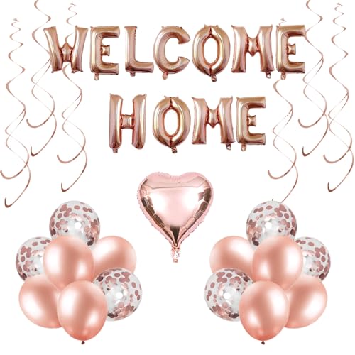 Willkommen zu Hause Party Dekorationen Rose Gold, Willkommen zu Hause Ballon Banner, Willkommen zurück Familie Versammlung Party Dekorationen Zubehör