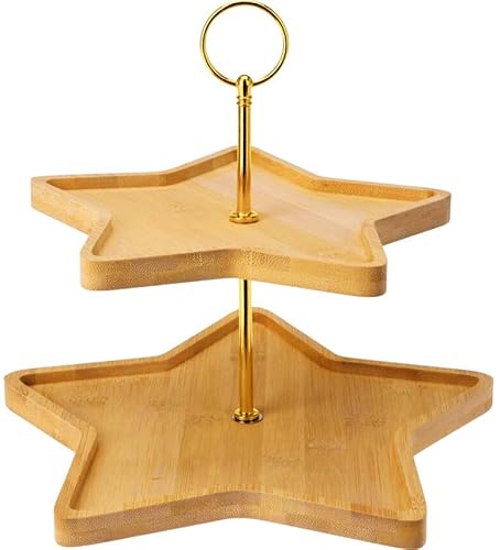 matrasa Weihnachtliche Bambus Etagere in Sternform - 2 Etagen Stern Etagere 27x24cm