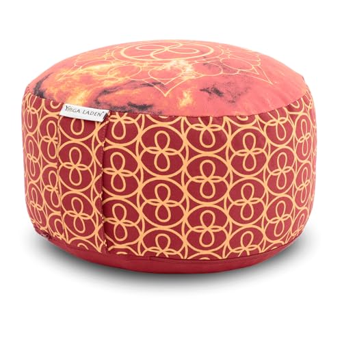 Yoga Laden Meditationskissen Yogakissen Chakra-Style 15cm – Yoga Kissen Bodenkissen Bezug waschbar – Yoga Sitzkissen mit Bio Buchweizenschalen Füllung