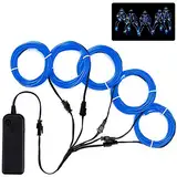 Lychee Flexibel 5x1 m Neon Beleuchtung Draht Lichtschlauch Leuchtschnur EL Kabel Wire mit 3 Modis für Partybeleuchtung(Blau)