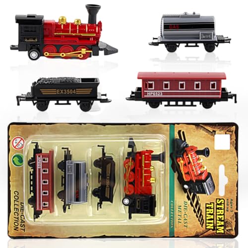 QYEHF Mini-Dampfzug-Modell-Spielzeug, Mini steam Train Model Toy,Retro-Dampfzug-Spielzeug-Set, Kinderauto zum Zurückziehen,Kleiner Zug Modell Spielzeug Ornament,für Jungen und Mädchen