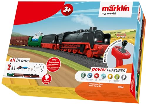 Märklin my world Startpackung Farm - 29344 Elektrischer Schlepptender-Lokomotive 55 cm mit echtem Wasserdampf und viel Zubehör - ferngesteuerte Modelleisenbahn & Dampflok für Kinder ab 3 Jahre