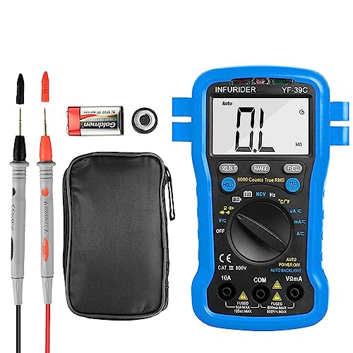 Digital Multimeter, Durchgangsprüfer, 6000 Counts Spannungsprüfer, RMS Messgerät für AC/DC Spannung, Strommessgerät, Kapazität, Temperatur