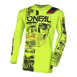 O'NEAL | Motocross-Shirt Langarm | MX MTB Mountainbike | Passform für Maximale Bewegungsfreiheit, Eingenähter Ellbogenschutz | Element Youth Jersey Attack V.23 | Kinder | Neon-Gelb Schwarz | Größe L