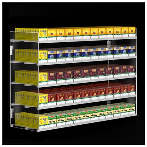 ZBJDX Stabiler Automatischer Zigarettenschieber Ausstellungsständer, Tisch-/Wandregale Mit Doppeltem Verwendungszweck, Zigarettenständer Für Den Einzelhandel Für Tabakgeschäfte,5 Layers,12 Columns