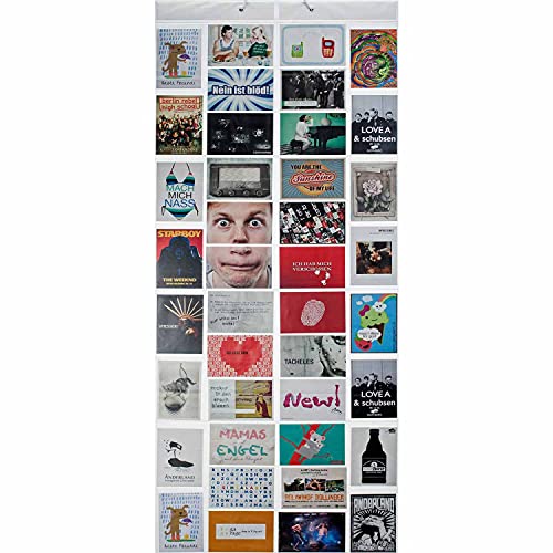 GOODS+GADGETS Fotovorhang XXL Bildervorhang Photo-Vorhang mit 40 Taschen für 80 10 x 15 cm Fotos Postkarten Motivkarten - Duschvorhang Fotogalerie; Milchig-Photoshop-Optik