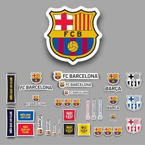 Lizenziertes Dekor FC Barcelona Vinyl-Wandaufkleber – Club-Wappen-Aufkleber-Set, klein, 50 x 30 cm, Gemischt