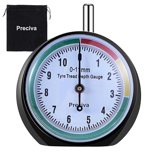 Reifen Profilmesser, Preciva Farbcodierter Profiltiefenmesser für Reifen in MM Zifferblatt,Reifenprofiltiefenmesser Reifen Profiltiefe Messen,Profi für Motorrad, Auto, LKW