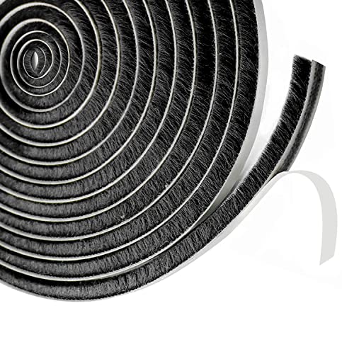 Bürstendichtung Türdichtung Selbstklebend 9 mm(B) x 5 mm(D) x6M(L), Türbodendichtung Insektenschutz, Dichtungsbürste für Tür, Fenster, Kleiderschränk,zugluftstopper für türen