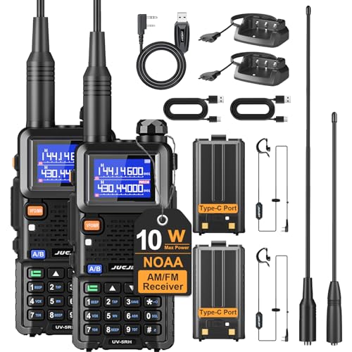 JUCJET UV-5RH Mehrfrequenz-Walkie-Talkie, 999 Kanäle, Taschenlampe, Type-c USB-Ladestation, Hochleistungs-Walkie Talkie für Abenteuer, Outdoor, Camping, Familie (2 Stück)
