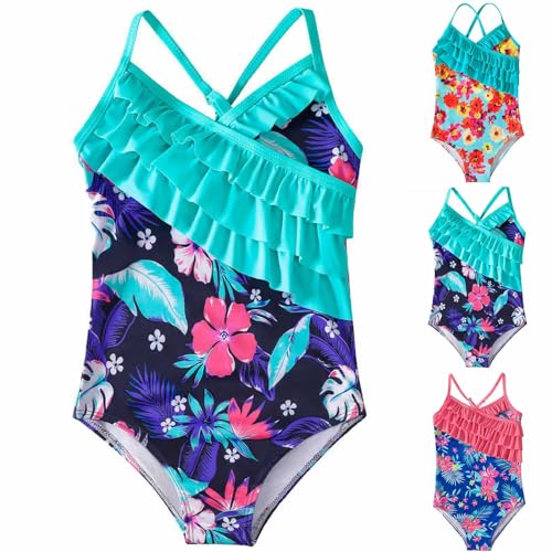 Badeanzug Kinder 140 Badeanzug Cuhk Kinder Rüschen Badeanzug Kinder Badeanzug Badeanzug Kleine Sommer Blumen Badeanzug Badeanzüge Kinder (Light Blue, 7-8 Years)