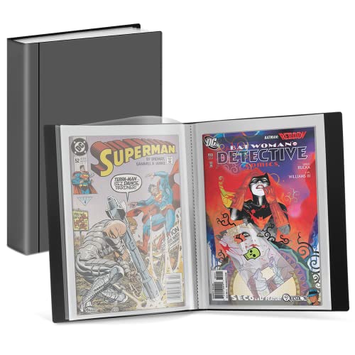 Dunwell Comicbuch-Aufbewahrungsalbum - Für aktuelles Silberzeitalter, reguläre Comics in Beutel und Karton, Ordner mit 6 super schweren Hüllen, Klarsichtdeckel und Rücken, säurefrei, Geschenk für