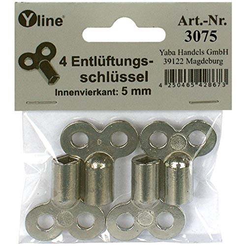 4 Stück Entlüftungsschlüssel, Ohrenschlüssel Heizkörper Heizung Entlüftung, Innenvierkant - Schlüssel, sl, 3075