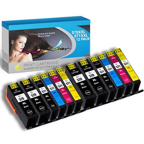 IPA Printservice Druckerpatronen Multipack (12er-Pack) – Kompatibel mit Canon Pixma TS5050, 571, 570 – Hochwertig, Kostengünstig & Umweltfreundlich – Canon Pixma Büro Zubehör