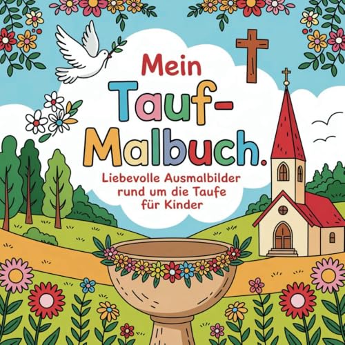 Mein Tauf-Malbuch 50 Ausmalbilder rund um die Taufe für Kinder ab 4 Jahren: Christliches Mitmachbuch zum Malen und Entdecken