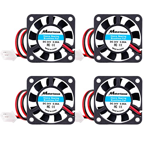Seamuing 4 Stück 40mm Lüfter 24V DC 0.08A 4010 Geräuschloser Kühlung Ventilator 40×40×10mm mit 28cm Kabel für 3D Drucker DVR Kleingeräte Reparatur Ersatz
