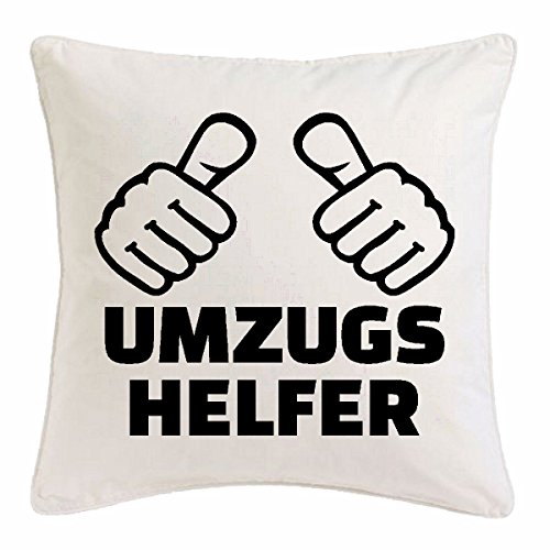 Reifen-Markt Kissenbezug 40x40cm UMZUGSHELFER - MÖBELPACKER - UMZUGSFIRMA - UMZUG - Wohnung aus Mikrofaser in Weiß