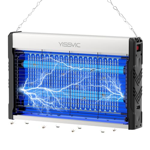 YISSVIC Elektrischer Insektenvernichter LED Mückenlampe 2M Kabel mit Aufhängekette und Standfüßen gegen Motten Mücken Fliegen für Innenräume 39,5 x 24,6 x 6 cm