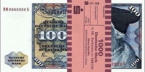 *** 10 x 100 DM, Deutsche Mark, Geldscheine 1980, mit Banderole - Reproduktion ***